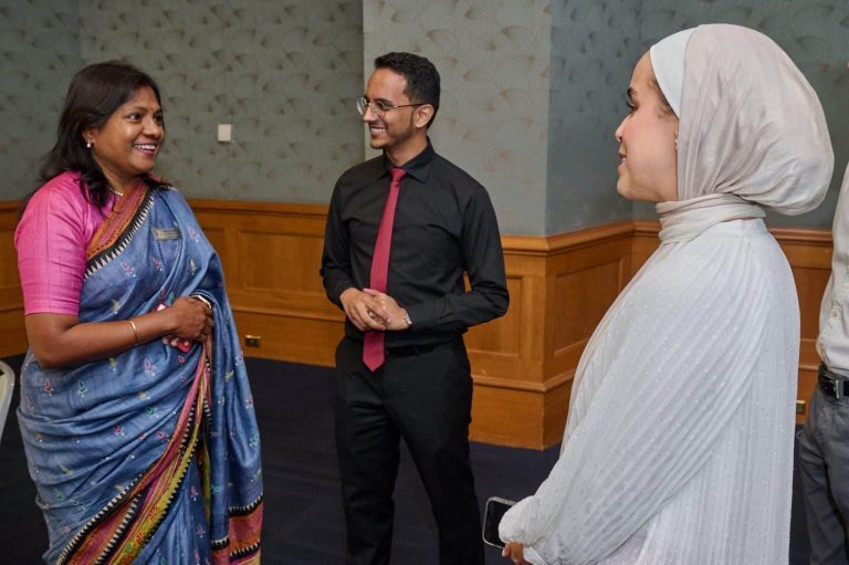 Councilor of Canning Cr. Yaso Ponnuthurai with Human Appeals WA team Hamza Shiban and Hind al Tamimi at Year 12 Muslim Achievement Awards Perth 1536x1022