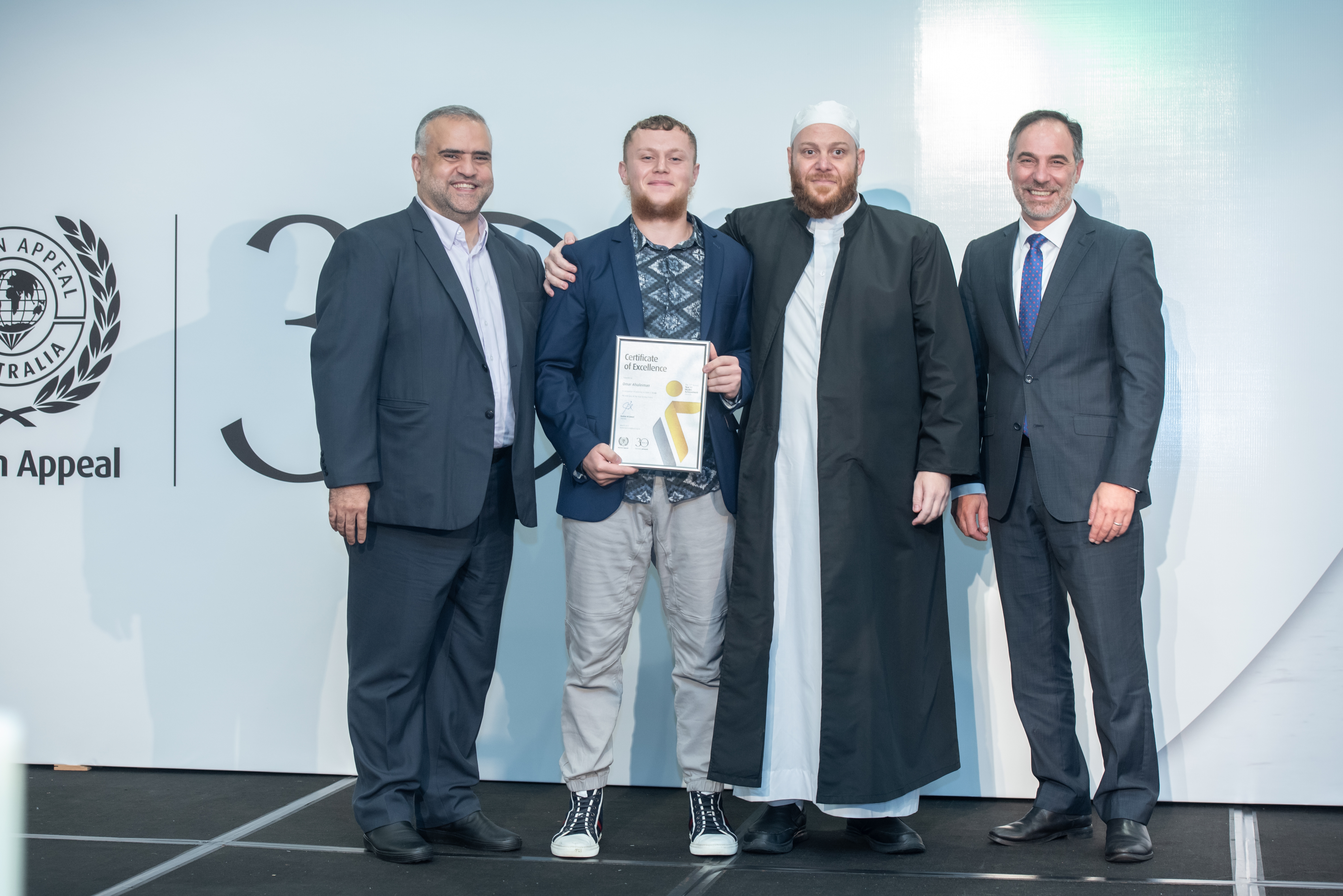 Issam Chaouk HAA's Director Of Projects, Omar AlSuleiman, Sheikh Shadi AlSuleiman And Jihad Dib MP At HAA's Year 12 Muslim Achievement Awards Ceremony Sydney 2022